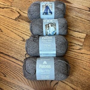Patons Classic Wool Worsted Yarn Lot of 4 Brown Knitting Crochet Heath Heather 2